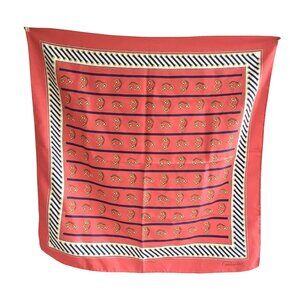 Vintage Cappagallo Red Navy Horsebit Print Silk Scarf 30" Square